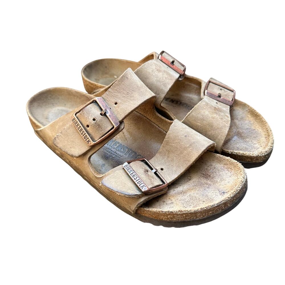 Birkenstock Women's Arizona Beige Leather Shoes Sandals Size 37 (L US 6)